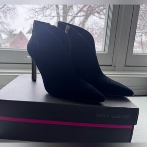 Vince Camuto Black Suede Heeled Boots, sz 8.5